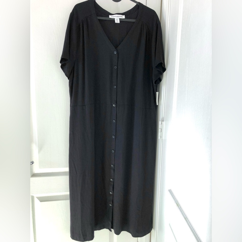 NWT Amazon Essentials Black Midi Dress